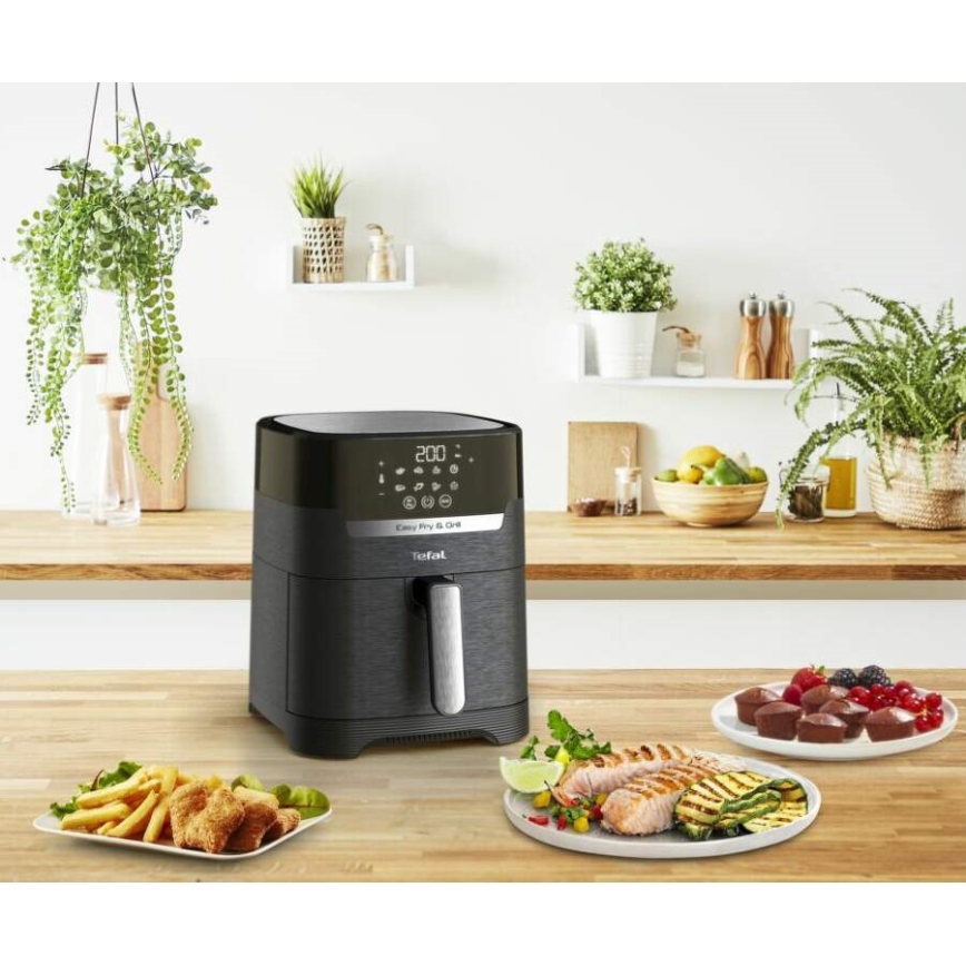 Tefal - Freidora de aire caliente 4,2 l EASY FRY&GRILL 2en1 1550W/230V negro