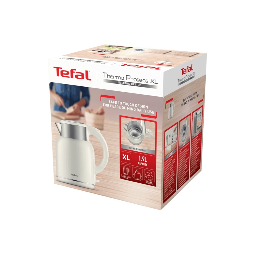 Tefal - Hervidor THERMO PROTECT XL 1,9l 1650W/230V acero inoxidable/blanco