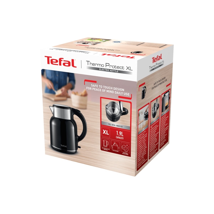 Tefal - Hervidor THERMO PROTECT XL 1,9l 1650W/230V acero inoxidable/negro