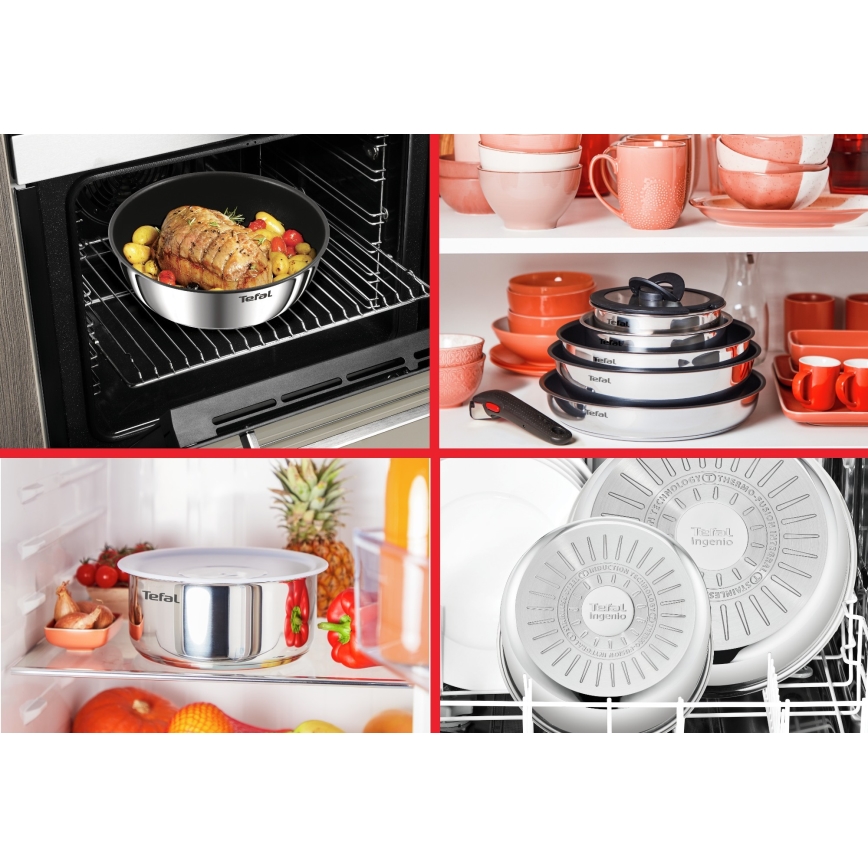 Tefal - Juego de cocina INGENIO COOK de 5 piezas en acero inoxidable