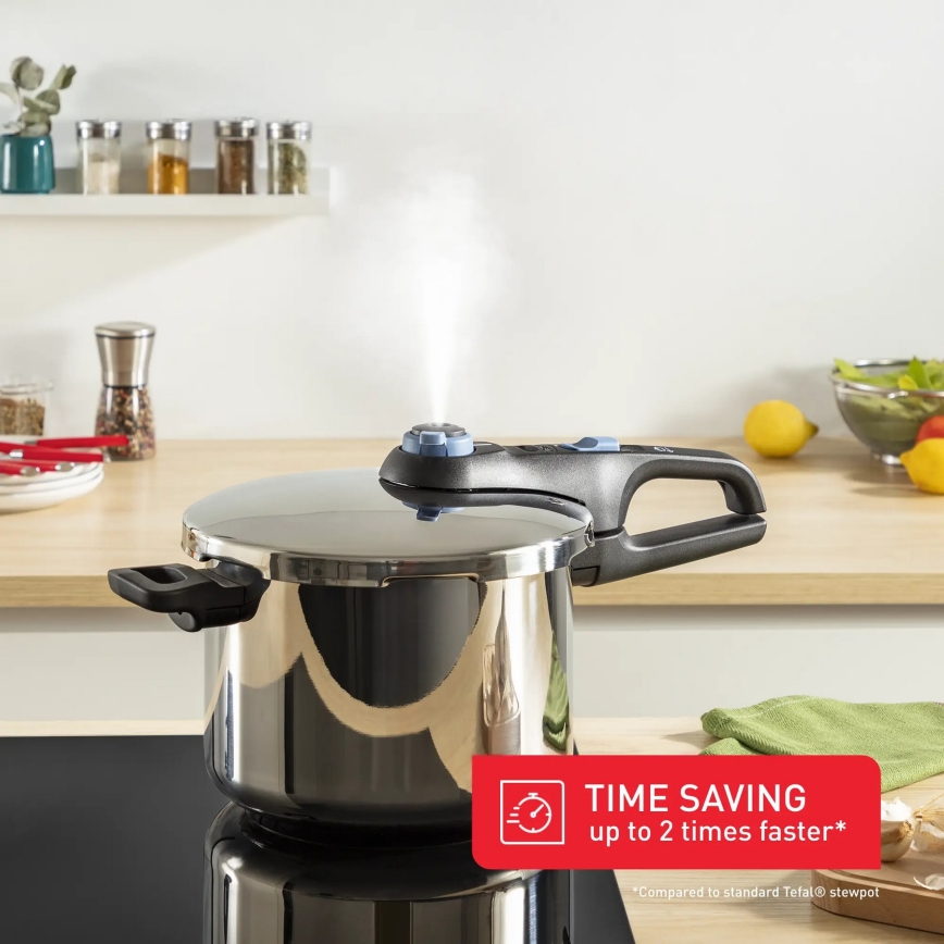 Tefal - Juego de ollas a presión 4/6 l SECURE TRENDY acero inoxidable