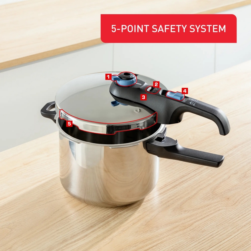 Tefal - Juego de ollas a presión 4/6 l SECURE TRENDY acero inoxidable