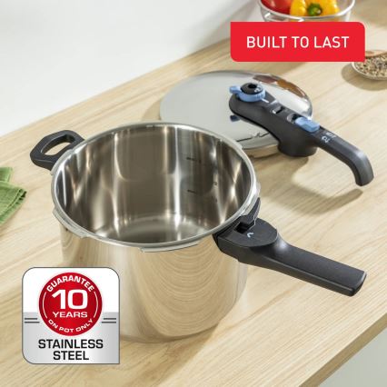 Tefal - Juego de ollas a presión 4/6 l SECURE TRENDY acero inoxidable