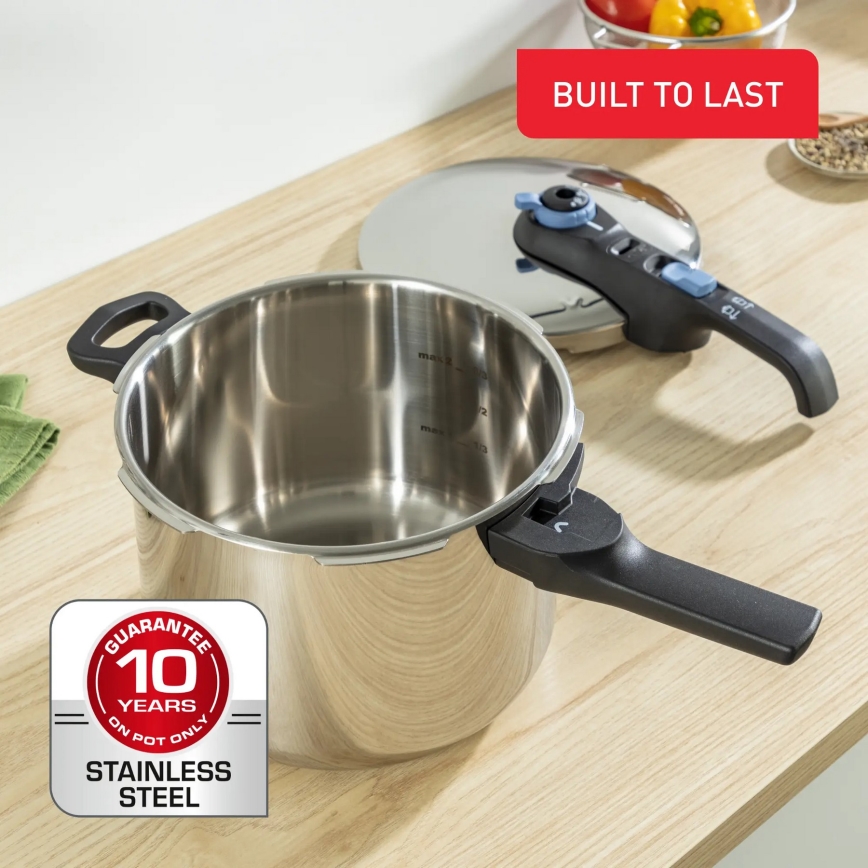 Tefal - Juego de ollas a presión 4/6 l SECURE TRENDY acero inoxidable