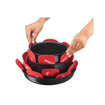 Tefal - Juego de protectores para sartenes 4 piezas INGENIO rojo