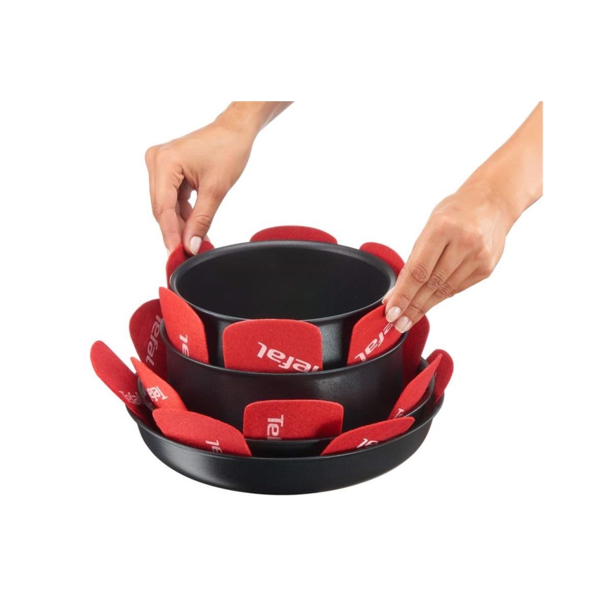 Tefal - Juego de protectores para sartenes 4 piezas INGENIO rojo