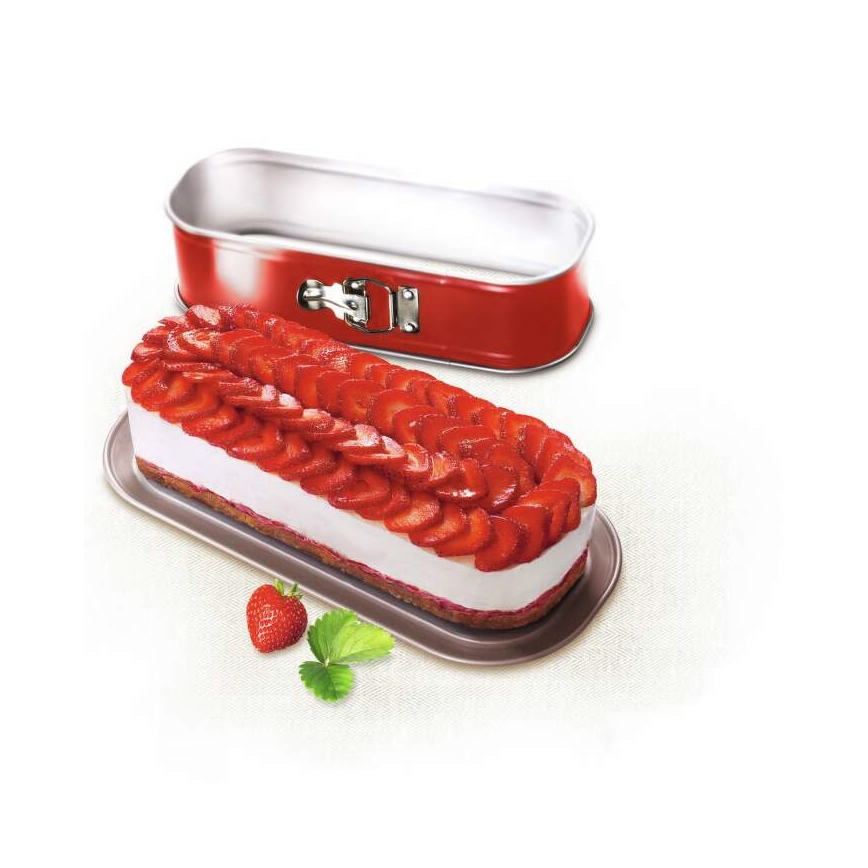 Tefal - Molde plegable ovalado para repostería DELIBAKE 30x11 cm rojo