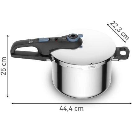 Tefal - Olla a presión 6 l SECURE TRENDY acero inoxidable