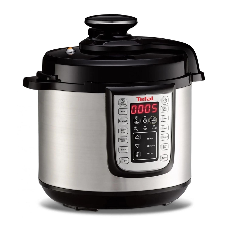 Tefal - Olla a presión eléctrica multifunción ALL IN ONE POT 1100W/230V cromo mate/negro