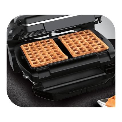 Tefal - Parrilla de contacto OPTIGRILL+ INOX WAFFLES 2000W/230V negro/cromo