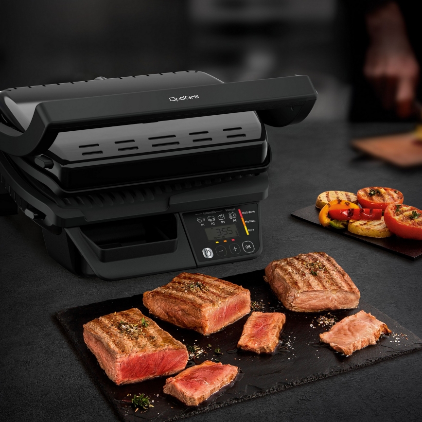 Tefal - Parrilla eléctrica inteligente Tefal OPTIGRILL 2000W/230V