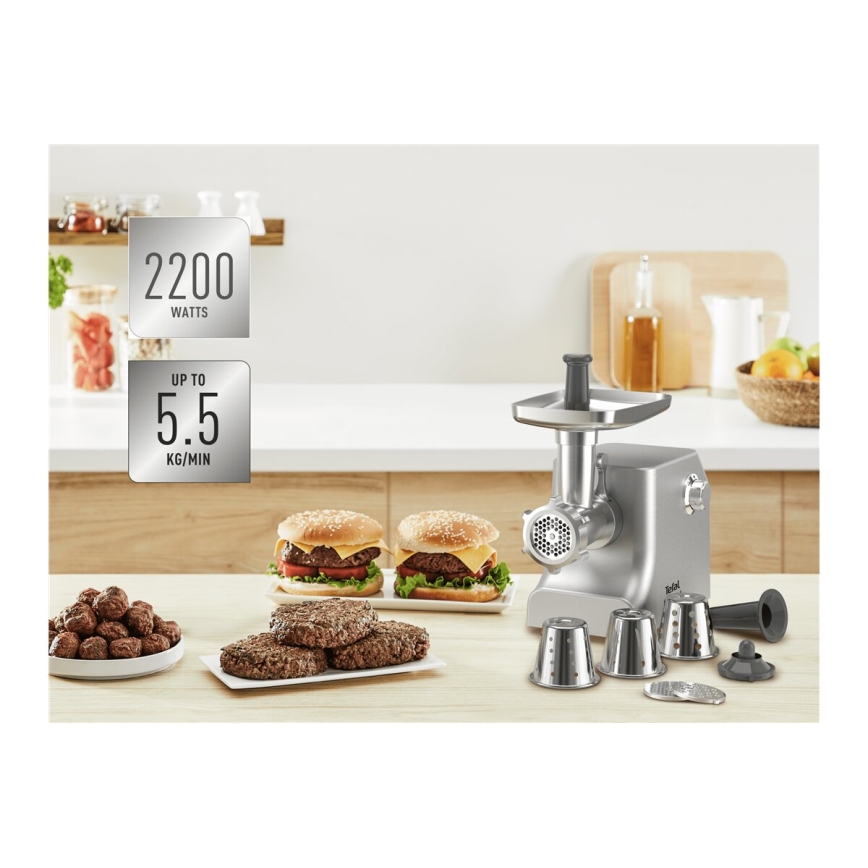 Tefal - Picadora de carne 8en1 2200W/230V plata