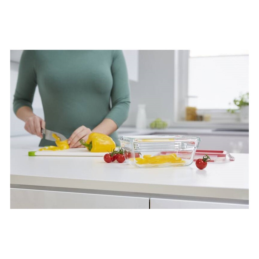 Tefal - Recipiente de comida 0,85 l MSEAL GLASS rojo/tarros