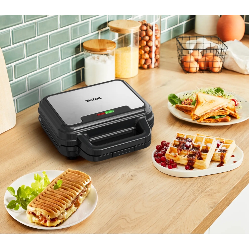 Tefal - Sandwichera ULTRA COMPACT 3en1 700W/230V negro/cromo mate