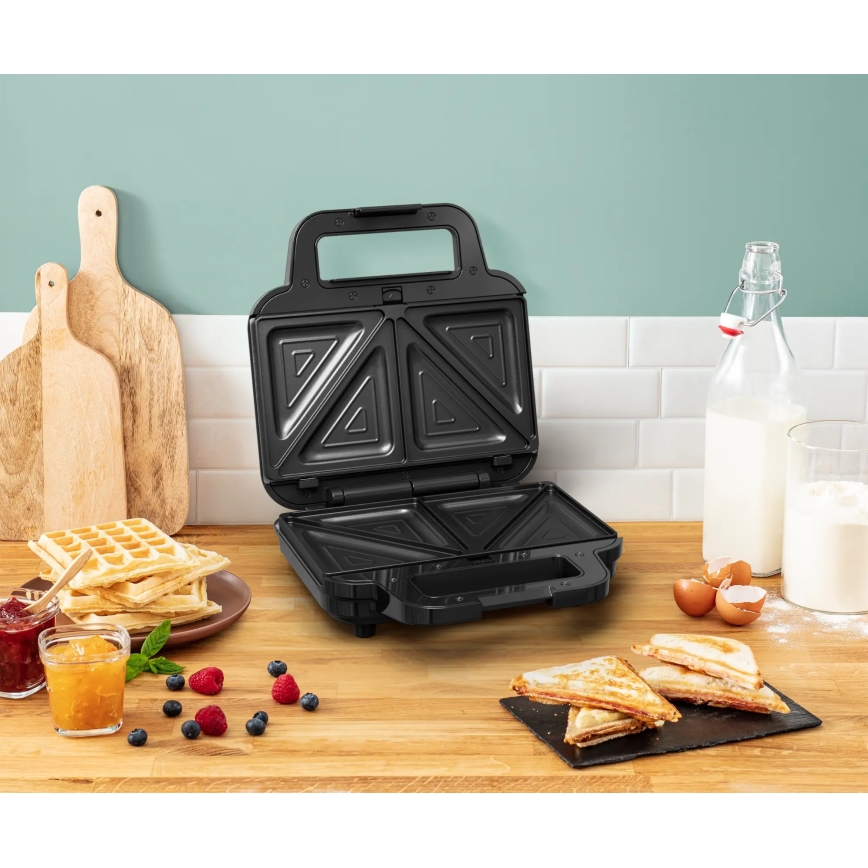 Tefal - Sandwichera ULTRA COMPACT 3en1 700W/230V negro/cromo mate