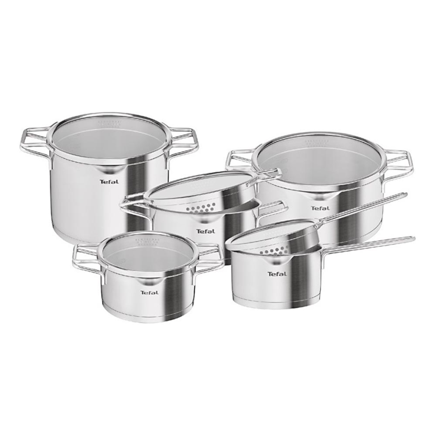 Tefal - Set de 10 ollas NORDICA de acero inoxidable