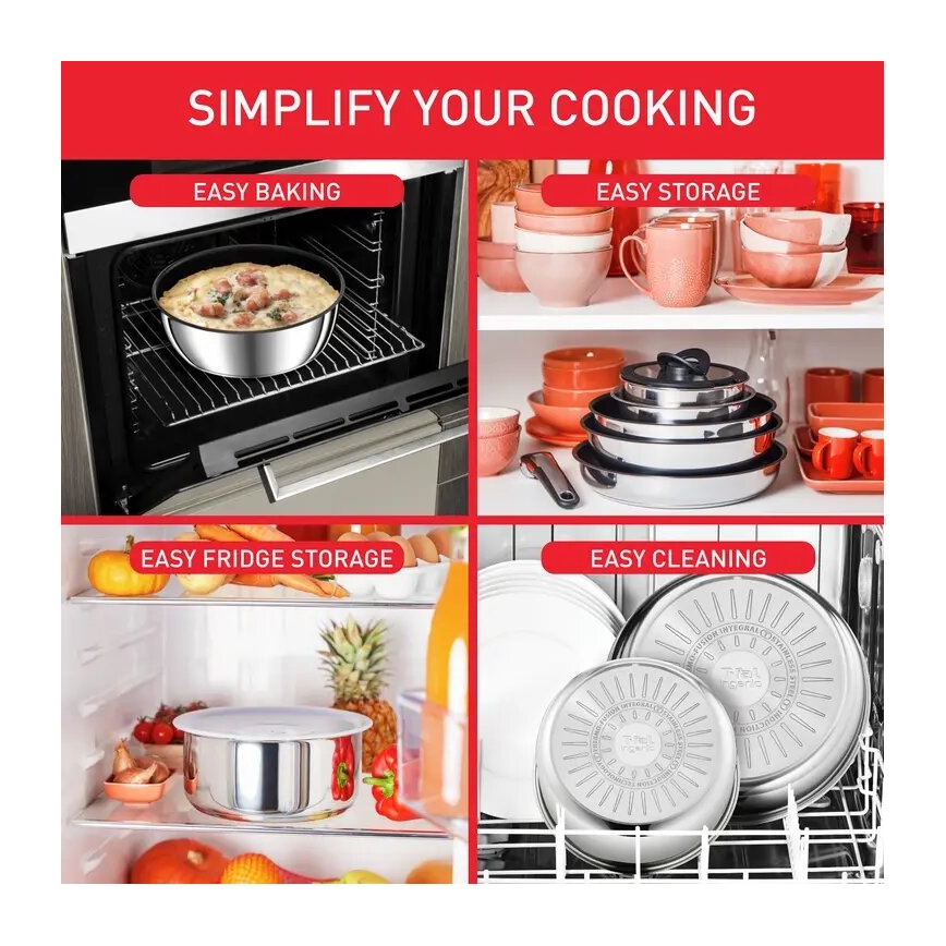 Tefal - Set de utensilios de cocina 13 piezas INGENIO PREFERENCE ON acero inoxidable