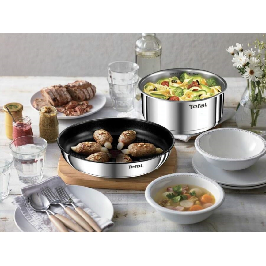 Tefal - Set de utensilios de cocina 5 piezas INGENIO EMOTION acero inoxidable