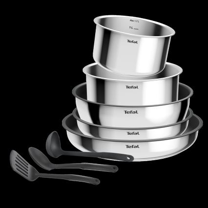 Tefal - Set de 9 piezas INGENIO COOK en acero inoxidable