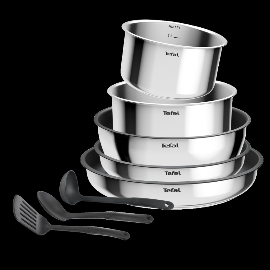 Tefal - Set de 9 piezas INGENIO COOK en acero inoxidable