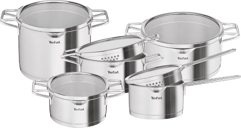 Tefal - Set de cazuelas 10 piese NORDICA din oțel inoxidabil