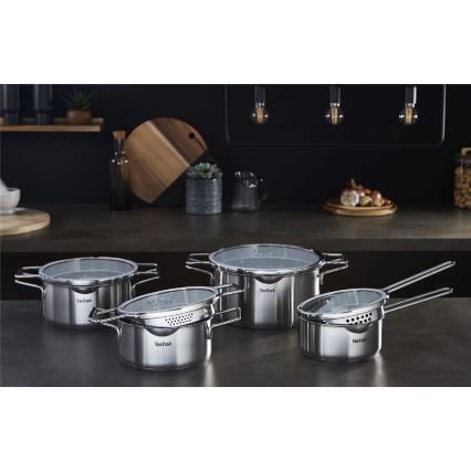Tefal - Set de cazuelas 10 piese NORDICA din oțel inoxidabil