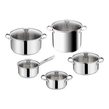 Tefal - Set de cocina de 10 piezas DAILY COOK, acero inoxidable