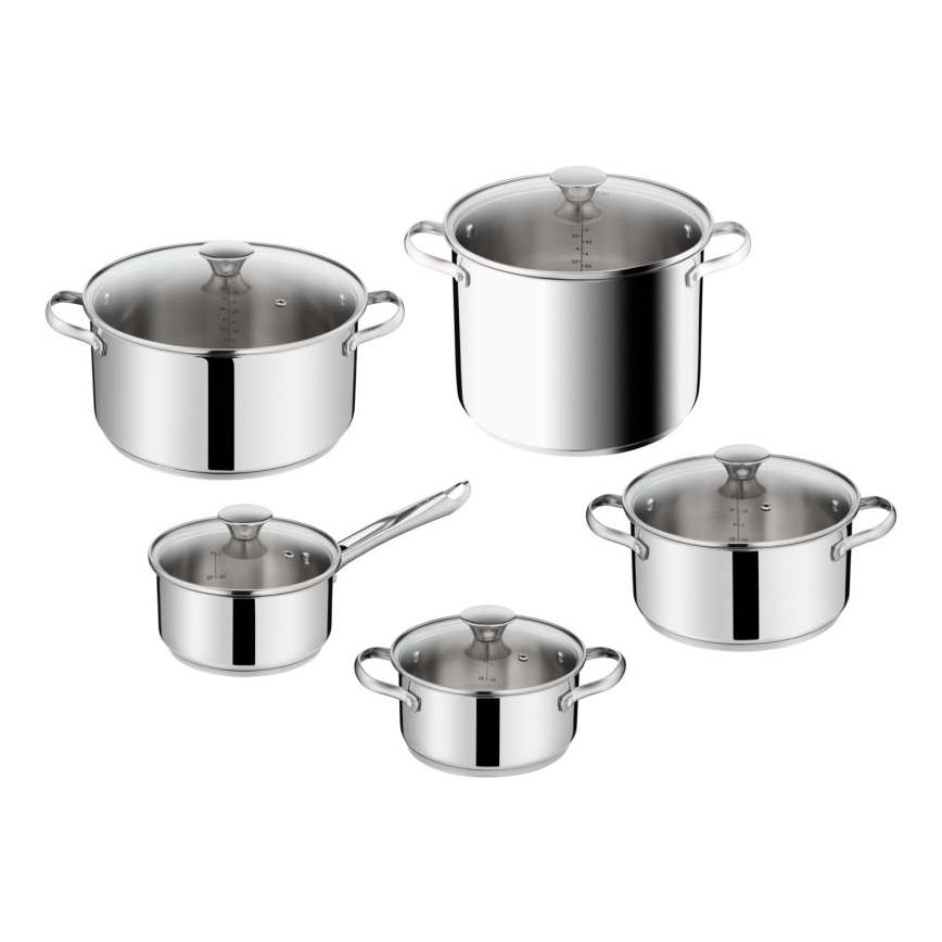Tefal - Set de cocina de 10 piezas DAILY COOK, acero inoxidable