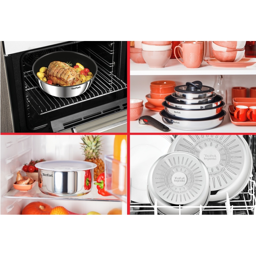 Tefal - Set de cocina INGENIO COOK, 3 piezas, acero inoxidable