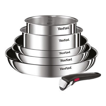 Tefal - Set de cocina INGENIO COOK 6 piezas, acero inoxidable
