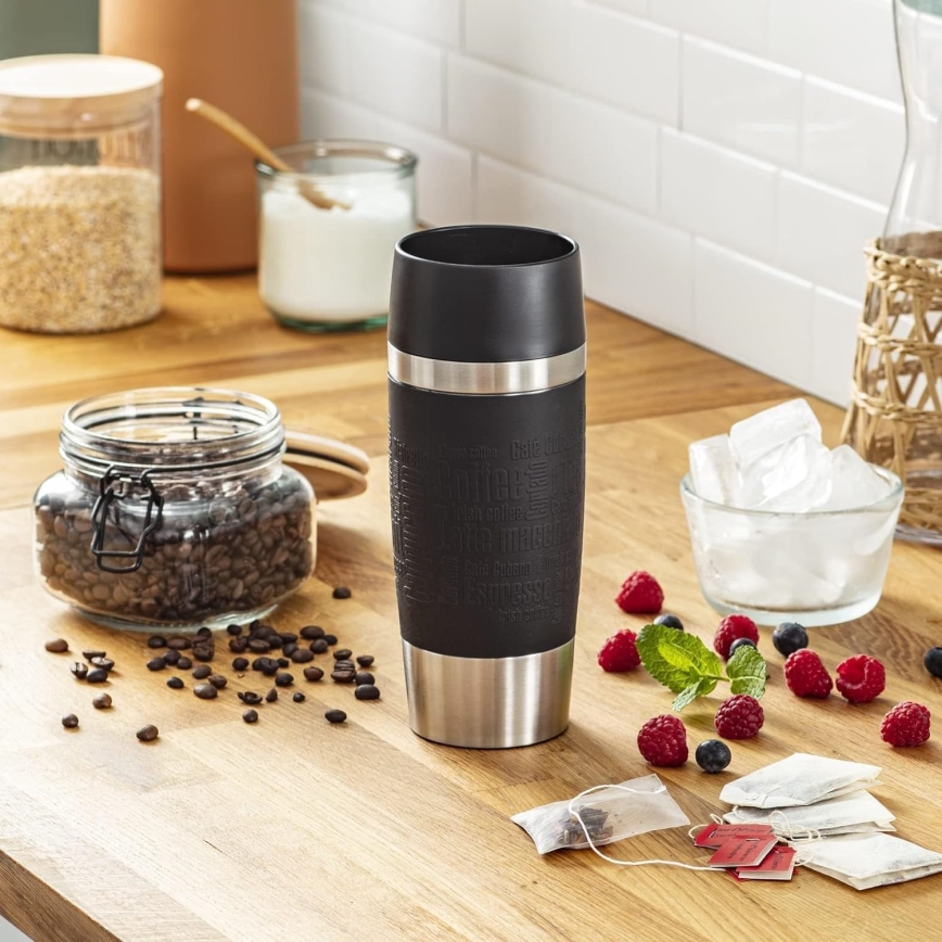 Tefal - Taza de viaje 360 ml TRAVEL MUG acero inoxidable/negro