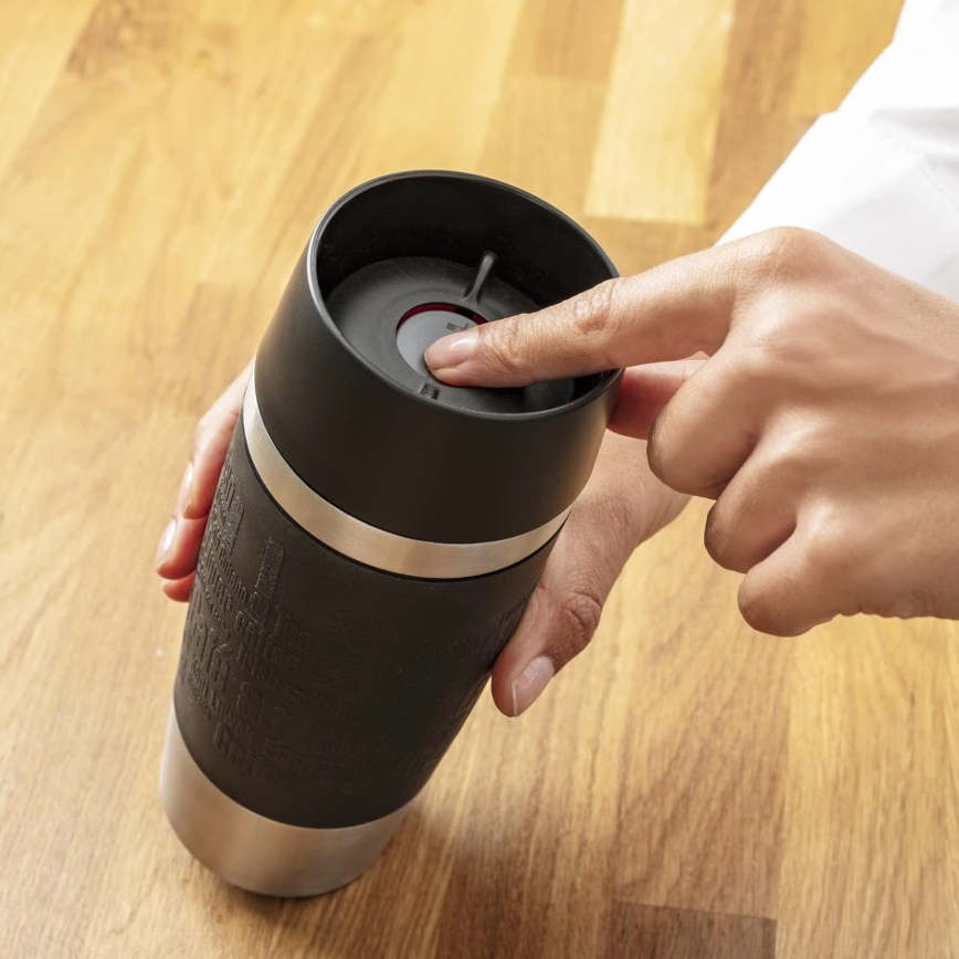 Tefal - Taza de viaje 360 ml TRAVEL MUG acero inoxidable/negro