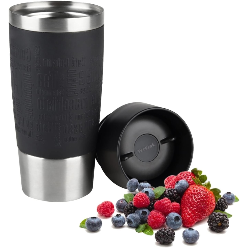 Tefal - Taza de viaje 360 ml TRAVEL MUG acero inoxidable/negro