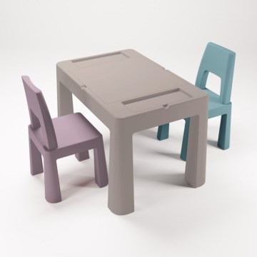 TEGA BABY - Mesa infantil con sillas taupe/violeta/turquesa