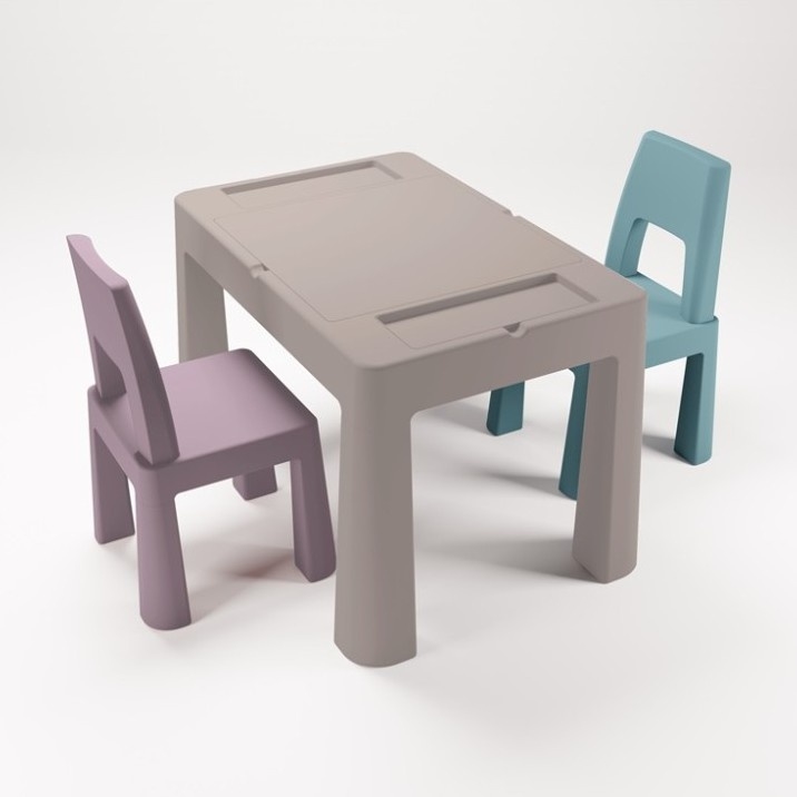 TEGA BABY - Mesa infantil con sillas taupe/violeta/turquesa