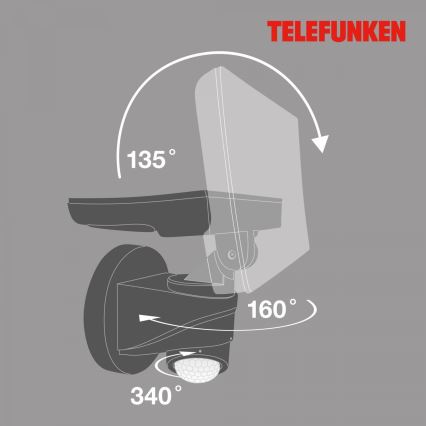 Telefunken 304305TF - Aplique LED con sensor para exterior LED/24W/230V IP44 negro