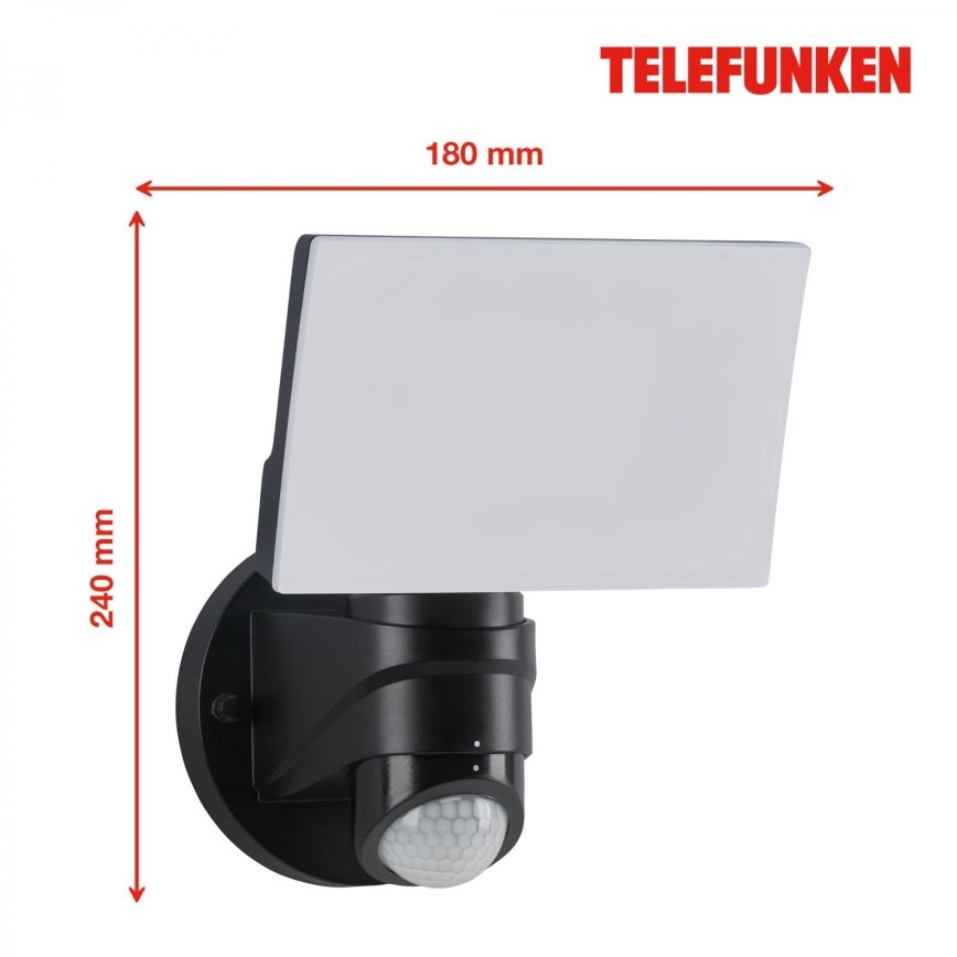 Telefunken 304305TF - Aplique LED con sensor para exterior LED/24W/230V IP44 negro