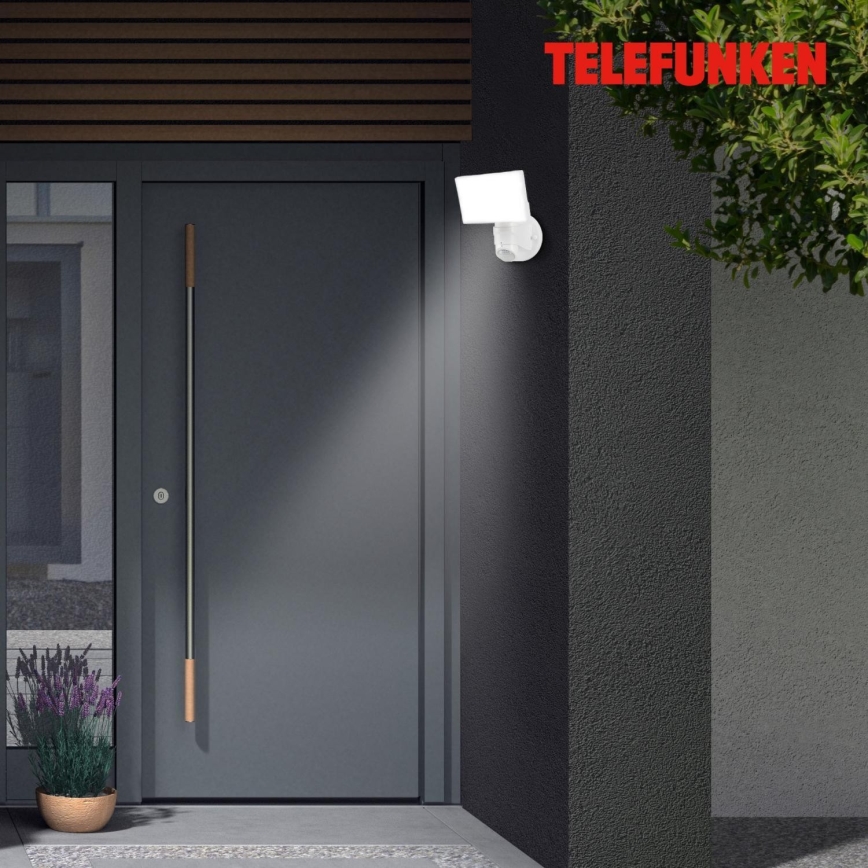 Telefunken 304306TF - Aplique LED con sensor para exterior LED/16W/230V IP44 blanco