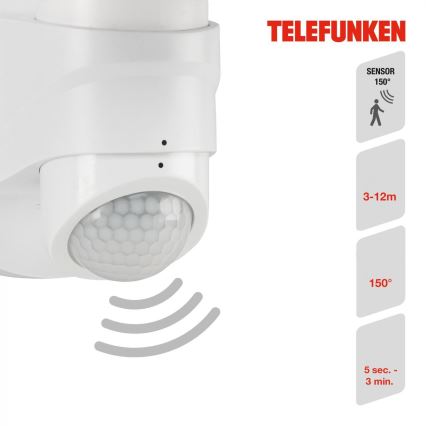 Telefunken 304306TF - Aplique LED con sensor para exterior LED/16W/230V IP44 blanco