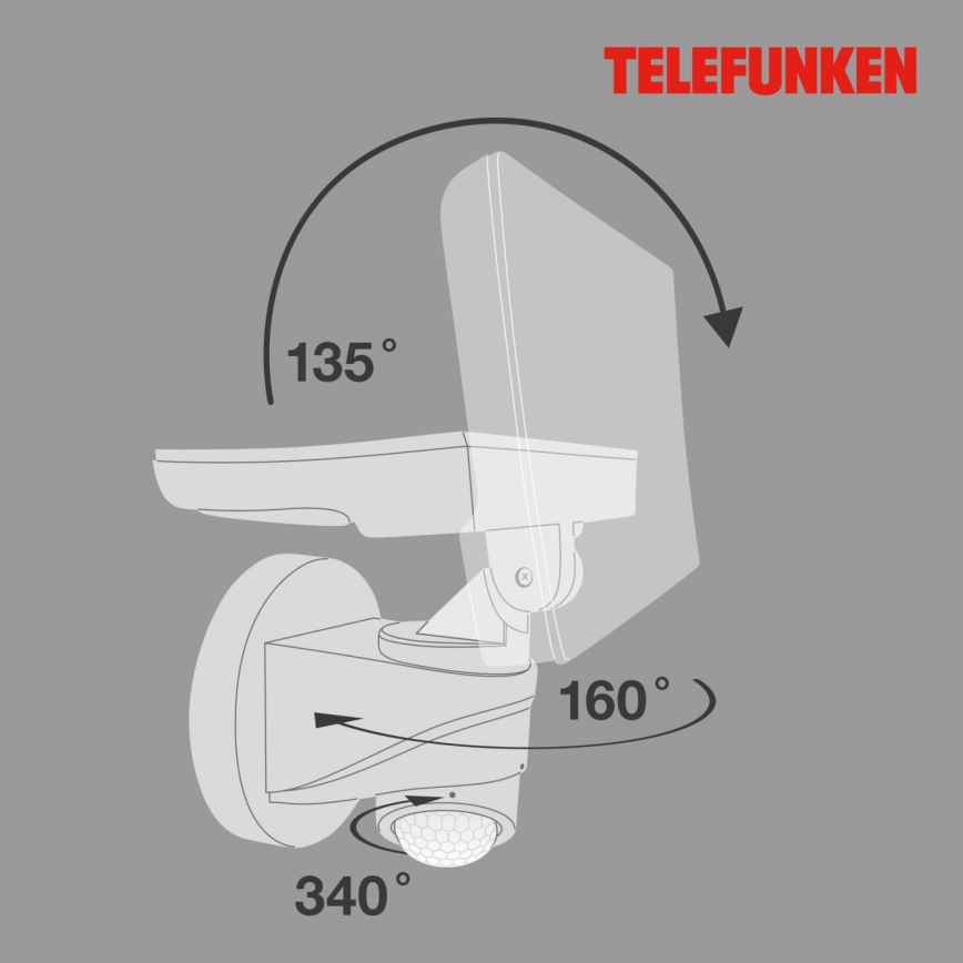 Telefunken 304306TF - Aplique LED con sensor para exterior LED/16W/230V IP44 blanco