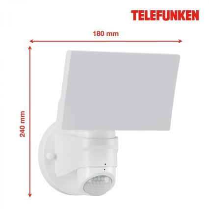 Telefunken 304306TF - Aplique LED con sensor para exterior LED/16W/230V IP44 blanco