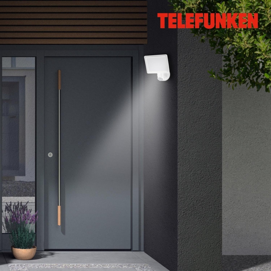 Telefunken 304406TF - Reflector LED de pared para exterior con sensor LED/20W/230V IP44