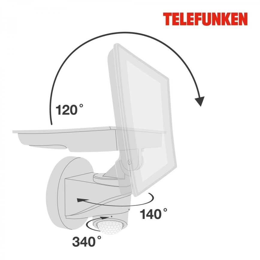Telefunken 304406TF - Reflector LED de pared para exterior con sensor LED/20W/230V IP44