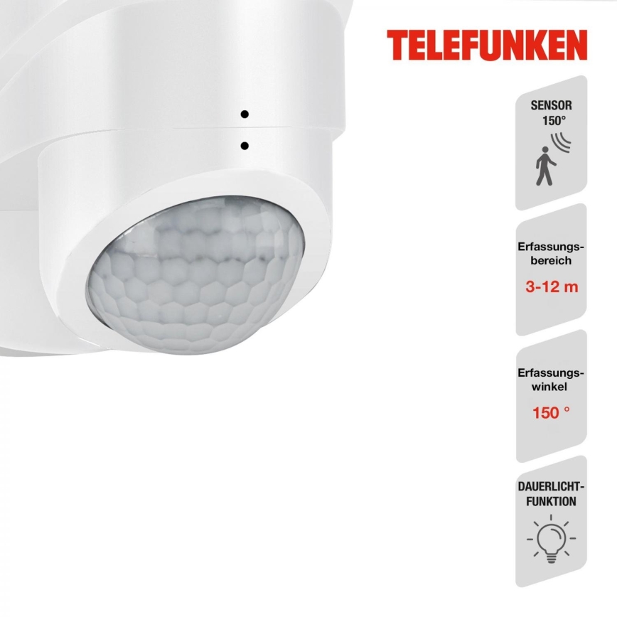 Telefunken 304406TF - Reflector LED de pared para exterior con sensor LED/20W/230V IP44