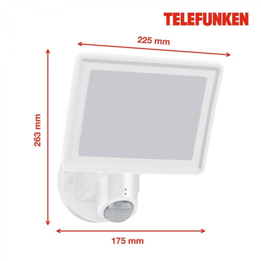 Telefunken 304406TF - Reflector LED de pared para exterior con sensor LED/20W/230V IP44