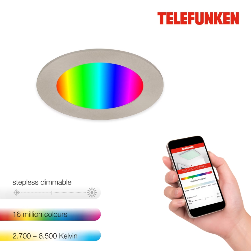 Telefunken 309302TF - LED RGBW Lámpara empotrable regulable para el baño LED/6W/230V 2700-6500K IP23 Wi-Fi Tuya