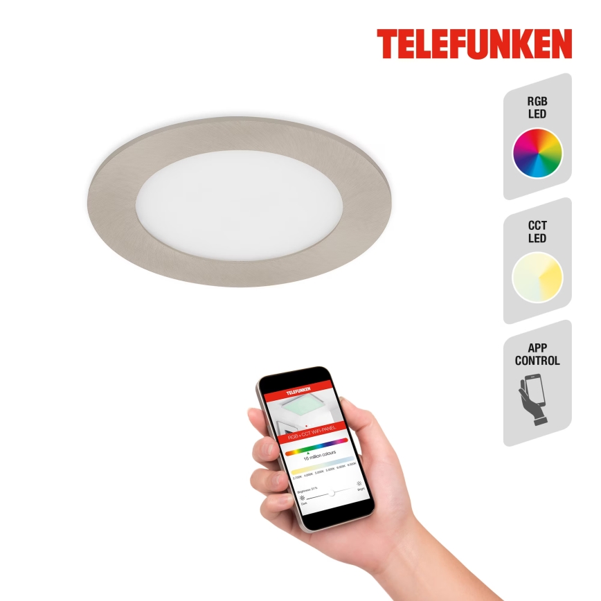 Telefunken 309302TF - LED RGBW Lámpara empotrable regulable para el baño LED/6W/230V 2700-6500K IP23 Wi-Fi Tuya