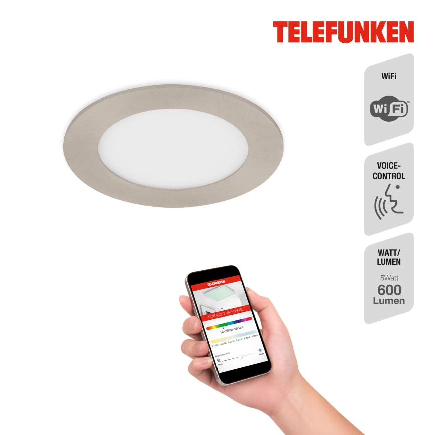 Telefunken 309302TF - LED RGBW Lámpara empotrable regulable para el baño LED/6W/230V 2700-6500K IP23 Wi-Fi Tuya