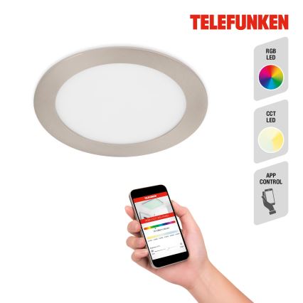 Telefunken 309402TF - LED RGBW Lámpara empotrable regulable para el baño LED/12W/230V 2700-6500K IP23 Wi-Fi Tuya