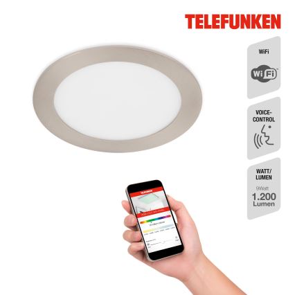 Telefunken 309402TF - LED RGBW Lámpara empotrable regulable para el baño LED/12W/230V 2700-6500K IP23 Wi-Fi Tuya